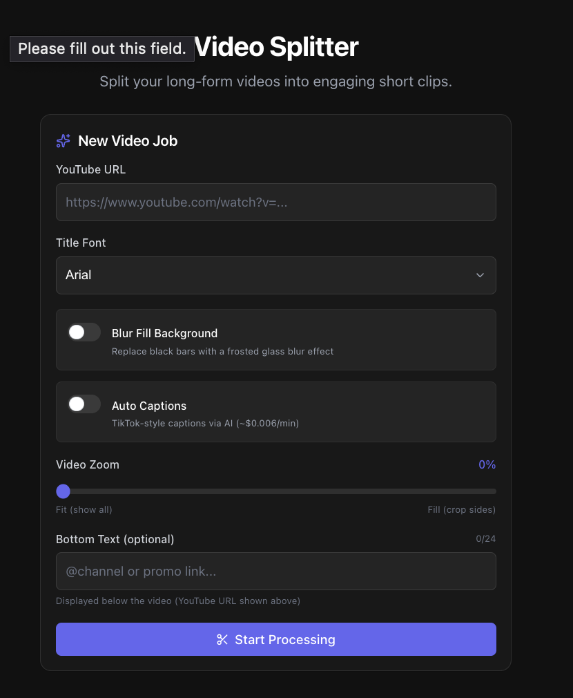 SoloPromote Video Splitter