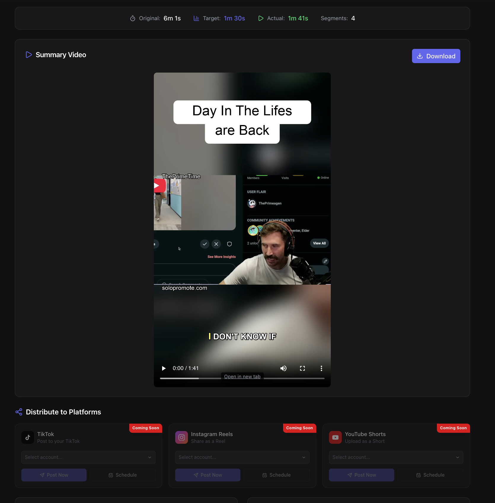 SoloPromote Video Summarizer